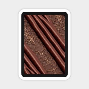 Dark Brown Ornamental Leather Stripes, natural and ecological leather print #60 Magnet