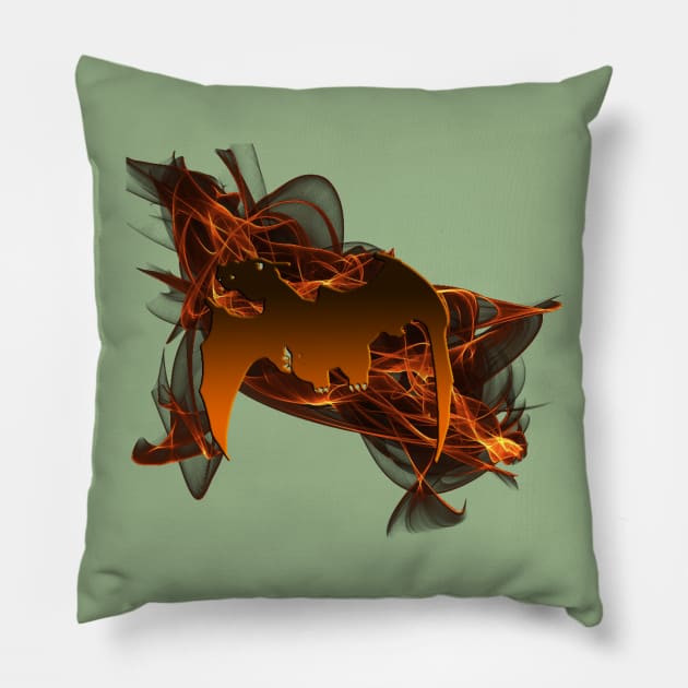 Dragon From The Ashes on Leaf Green Pillow by LANStudios