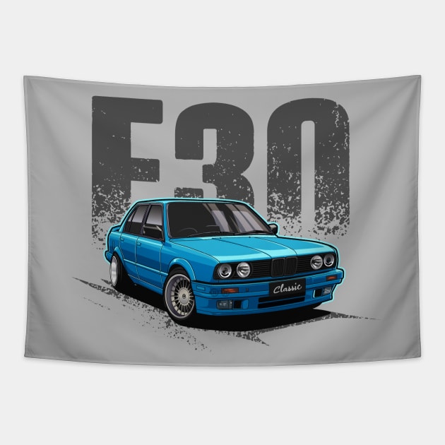 Classic E30 Gang (Ocean Blue) Tapestry by Jiooji Project