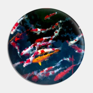 Colorful Koi fish in a lake oil painting Pin