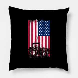 American Flag Tractor design I Patriotic USA Farmer Pillow