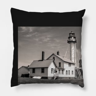Whitefish Point Lighthouse - Sepia/Black & White Pillow