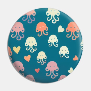 Under the Sea with Octopi in Love - Super Cute Colorful Cephalopod Pattern Pin