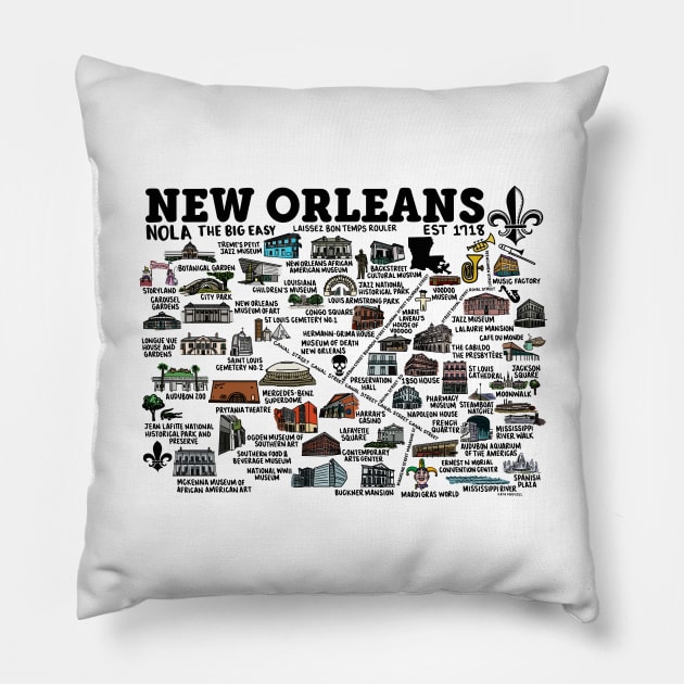 New Orleans Map Pillow by fiberandgloss