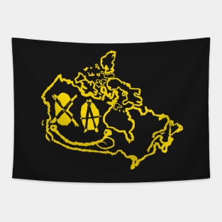CA Eyes Canada Grunge Smiling Face Black Background Tapestry