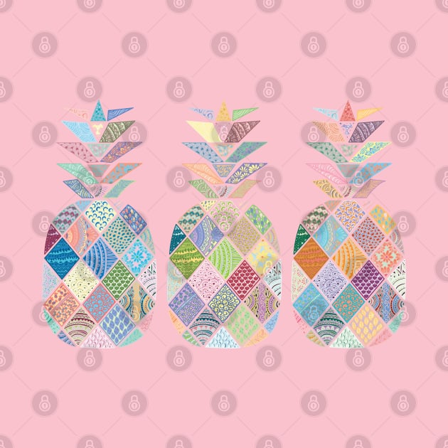 Mandala Pineapple Doodle Pattern in Pastel Colours by karenmcfarland13