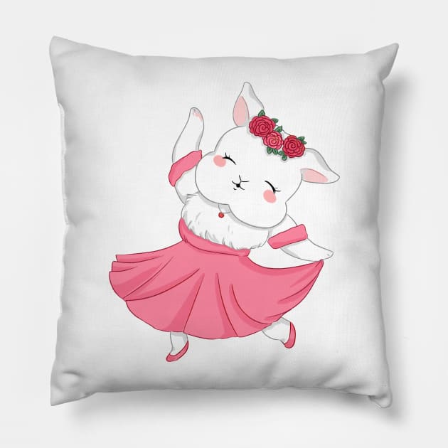 Dancing White Rabbit _ Claude the Bunny Pillow by GambarGrace