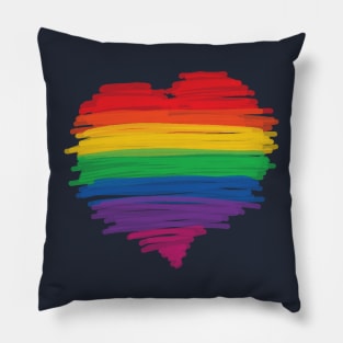 LGBTQIA+ Rainbow Love Heart Equality Pillow