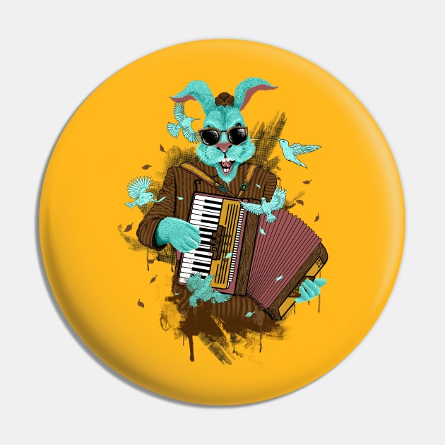 Rabbit Playing Accordion Pin by suryas