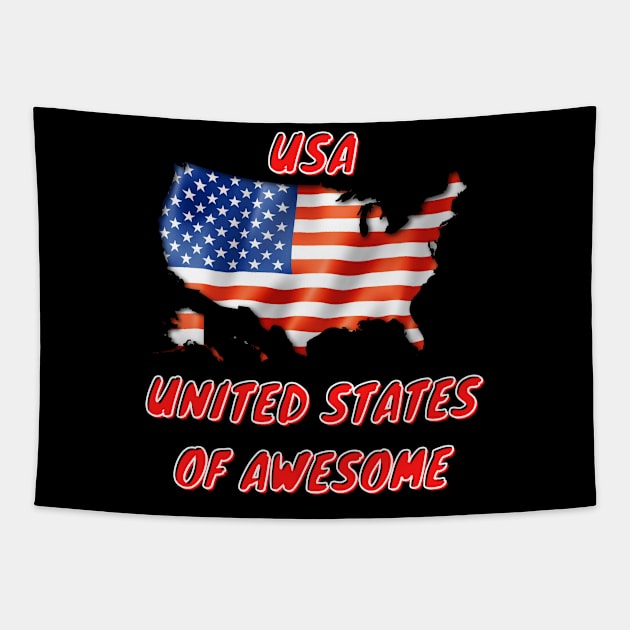 United States of Awesome 4th of July Flag Tapestry by Think Sarcasm Store