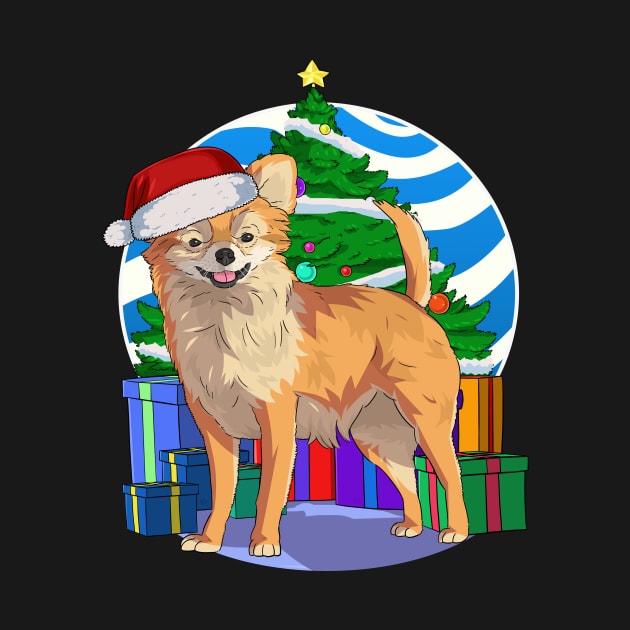 Long-Haired Chihuahua Dog Cute Santa Christmas Gift by Noseking