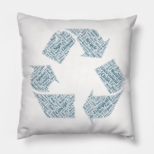 Recycle Symbol Silhouette Shape Text Word Cloud Pillow