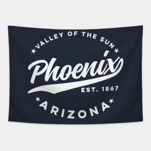 Vintage Phoenix Arizona Valley of the Sun City White Tapestry
