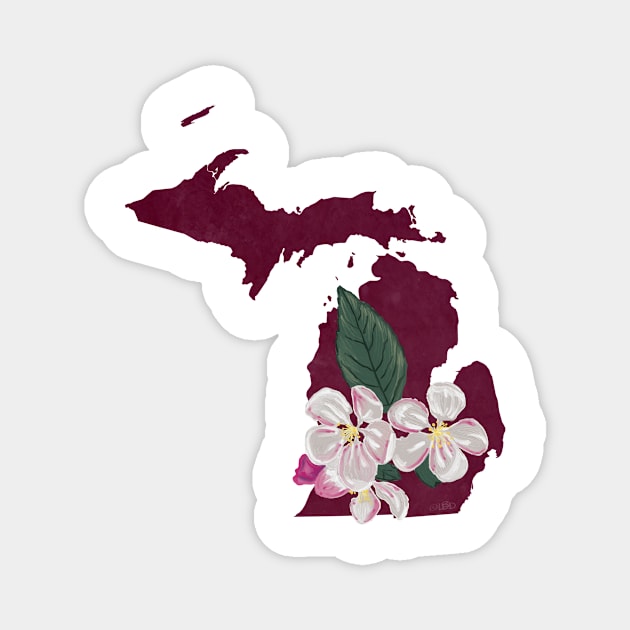 Michigan Apple Blossom Magnet by Lavenderbuttons