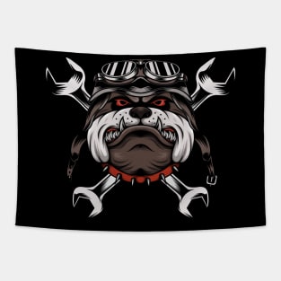 Angry Bulldog Rider Tapestry