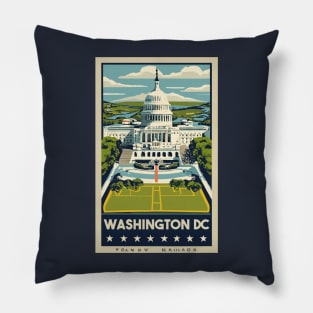 A Vintage Travel Art of Washington DC - US Pillow