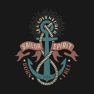 Marine print, with anchor and heraldic ribbons T-Shirt