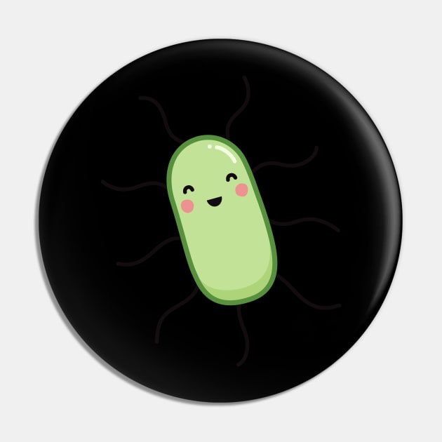 Cute E. coli bacteria sticker - kawaii microbe Pin by happilyprinted