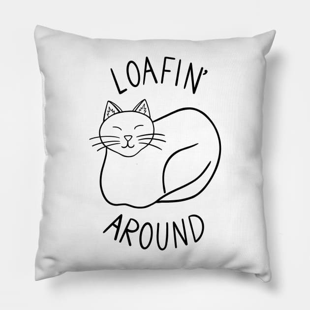 Loafin' Around (black) Pillow by carolinewillustration