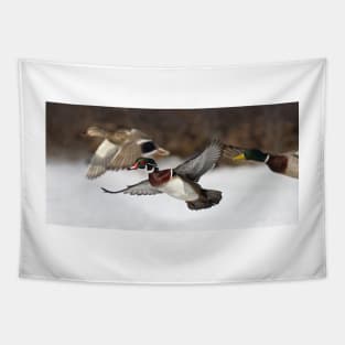 Flying the friendly skies - Wood Duck Tapestry