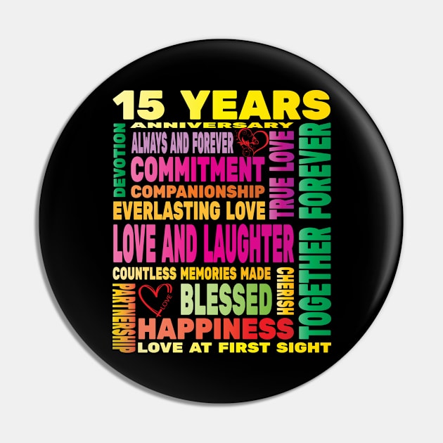 15 Years Anniversary of Love Happy Marriage Couple Lovers Pin by Envision Styles