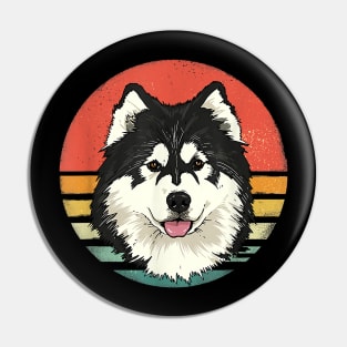 Retro Vintage Siberian Husky Dog Gifts Pin