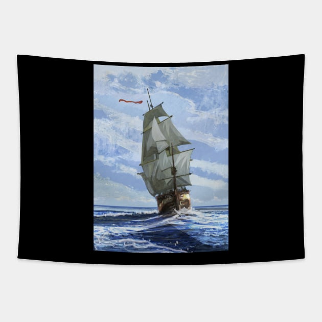 Sailing Ship Tapestry by David Kennett