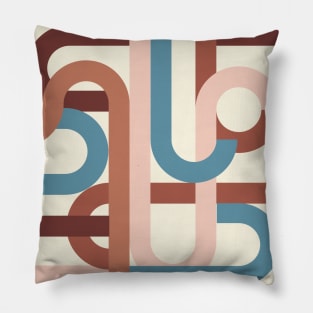 Geometric abstract midcentury beige brown Pillow