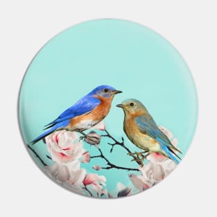 Eastern Bluebird Couple Pin