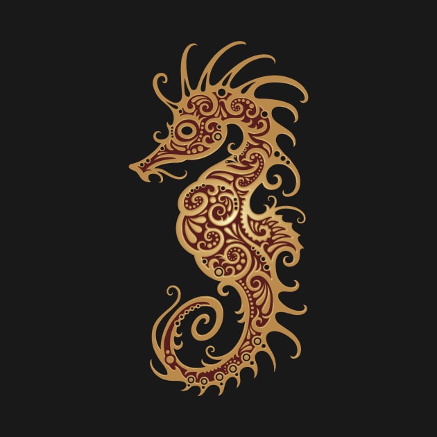 Intricate Brown Tribal Seahorse Design by jeffbartels