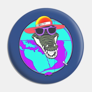 Vaporwave crocodile set on ruling the pirate world Pin