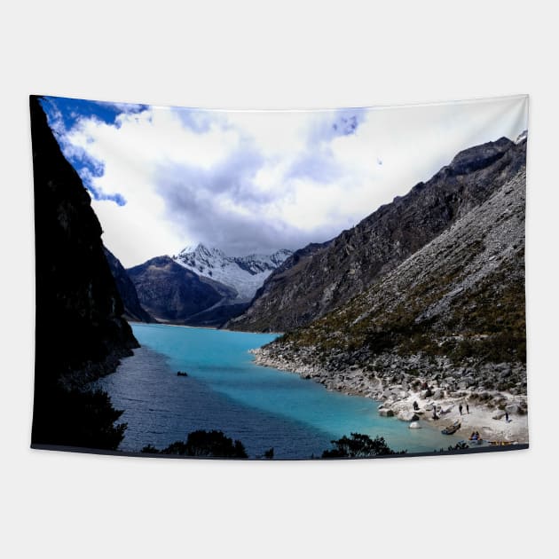 Beautiful turquoise blue Glacial lake. Tapestry by stevepaint