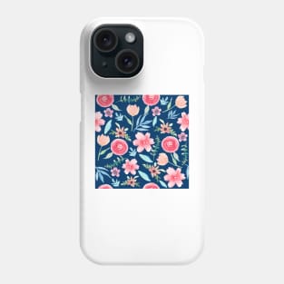 Navy watercolor florals | Pattern Phone Case