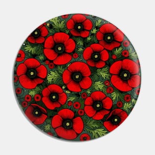 Red Poppy Flower Pin