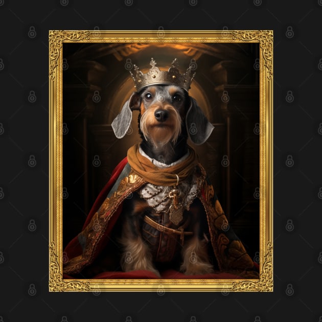 Distinguished Wire Haired Dachshund - Medieval German King (Framed) by HUH? Designs