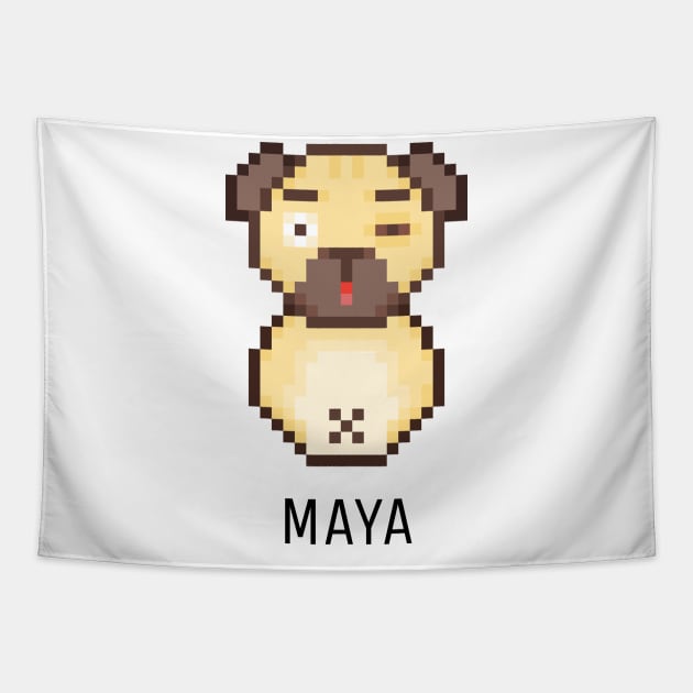 Pug Maya Black Tapestry by felixbunny