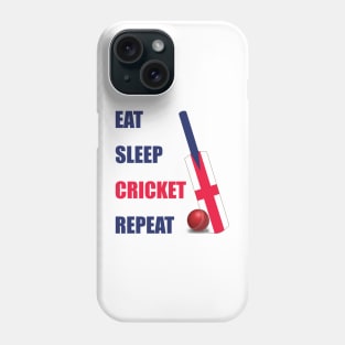 Eat Sleep Cricket Repeat England Flag Cricket Bat Phone Case