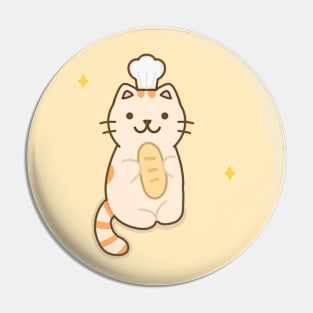 Baker Cat holding bread Pin