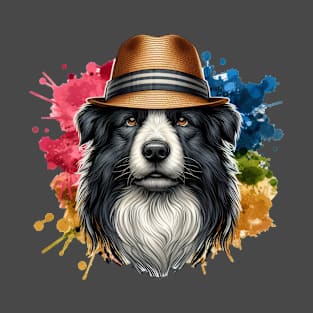 Cute Border Collie Splash Art T-Shirt