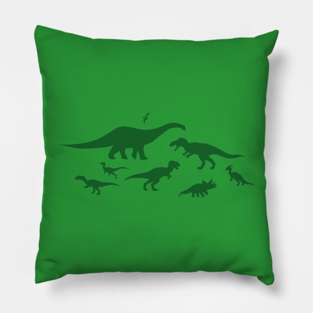 Green Dinosaurs Pillow by SakuraDragon