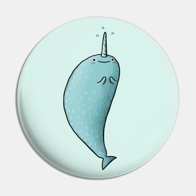 Happy Narwhal Pin by Sophie Corrigan