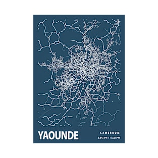 Yaounde Blueprint Street Map, Yaounde Colour Map Prints T-Shirt