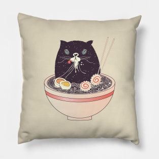 Bowl of ramen and black cat Pillow