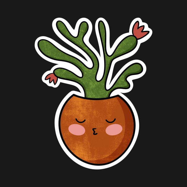 Cute kawaii cactus sticker by LoneJensen