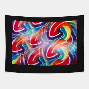 Close-up of swirly rainbow lollipop through prism filter Tapestry