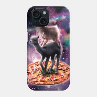 Rainbow Space Llama On Alpaca Riding Pizza Phone Case