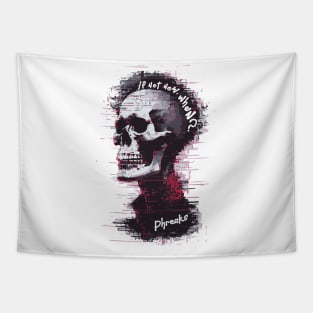 Cybergoth Glitch Skull Tapestry