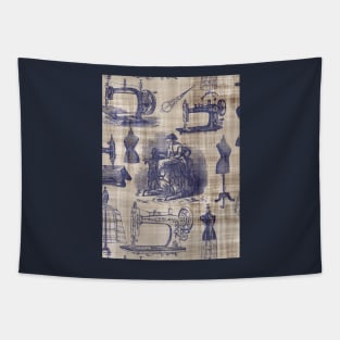 Vintage Sewing Toile Tapestry