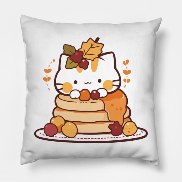 Cute Pancake Kitten Pillow by Retroprints