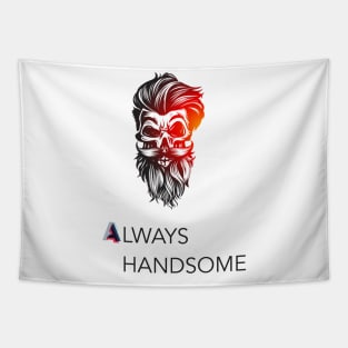 Always handsome skull with hair and beard Tapestry